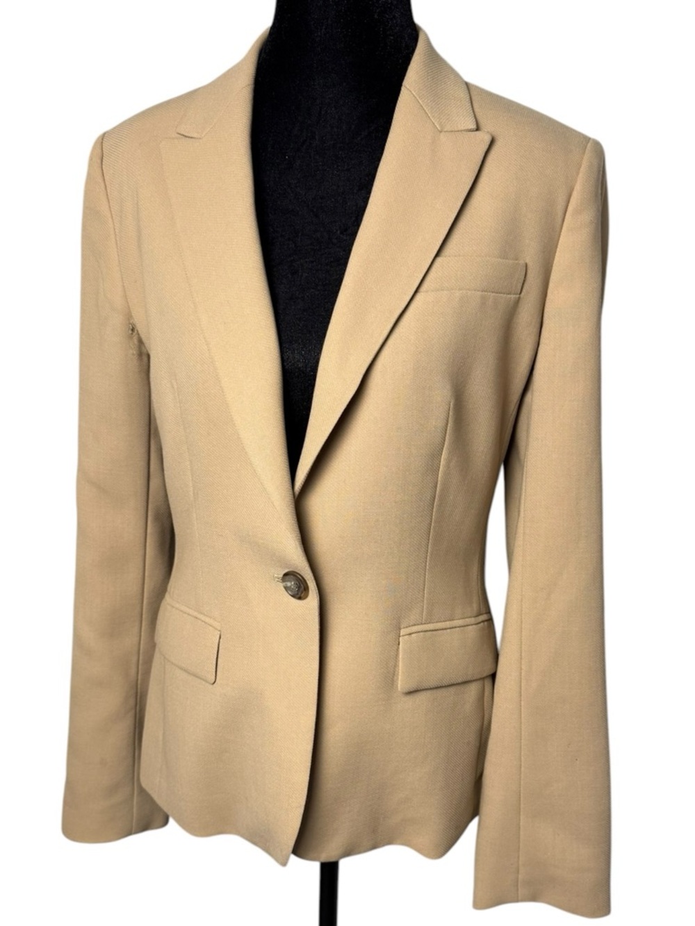 J.Crew 100% Wool One-Button Blazer Beige Size 6 (note flaws) - Picture 2 of 11